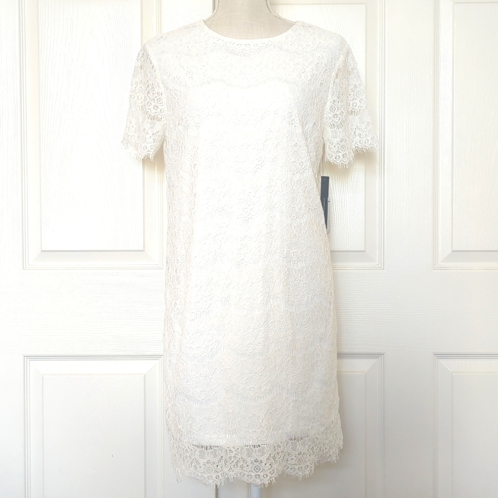 Lulu's Take Me to Brunch Ivory Lace Shift Dress - Picture 5 of 11